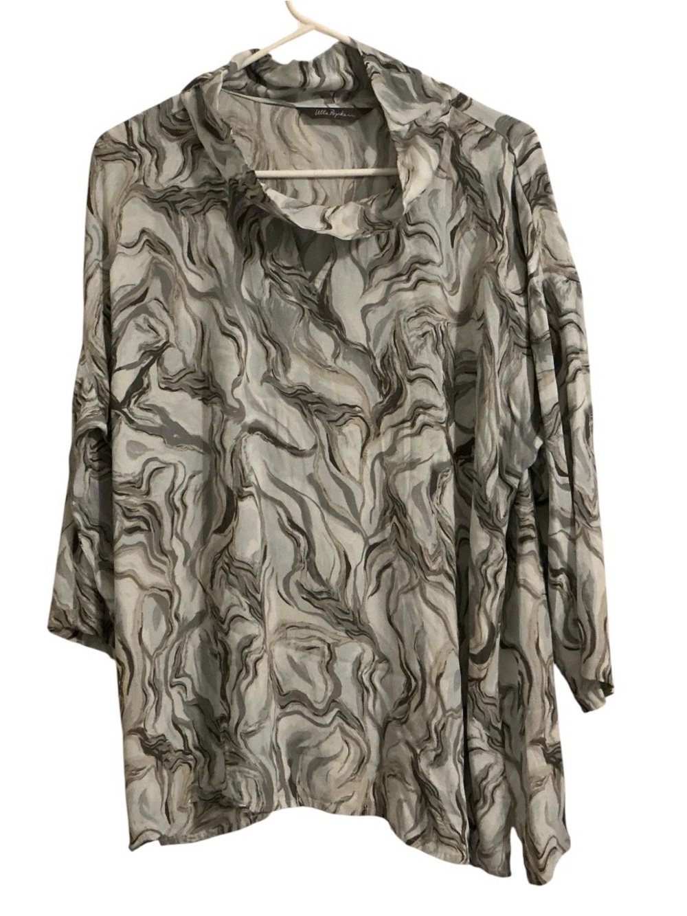 Ulla Popken Marble Swirl Tunic Top 3/4 Sleeve Cowl Neck Plus Size 16/18 Viscose